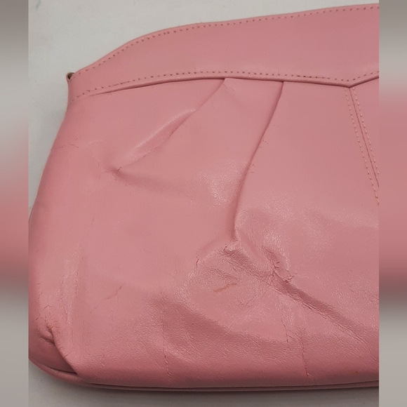 Vintage Pink Pleather Clutch Shoulder Bag Purse Sears Inside Pocket - Picture 3 of 8